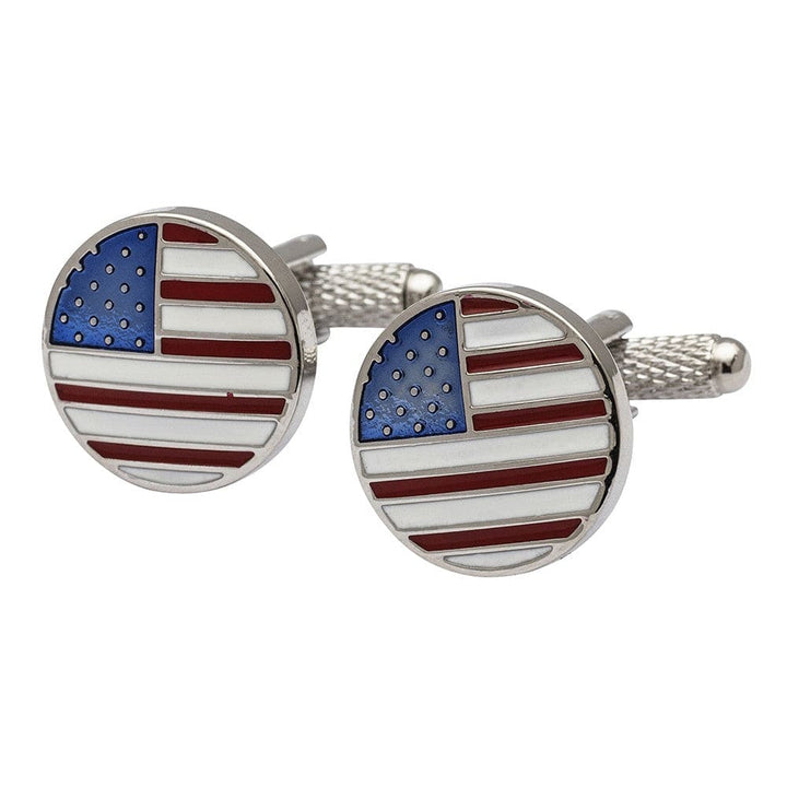 Cufflink Man Cufflinks USA Flag Cufflinks  Metallic Round Edition