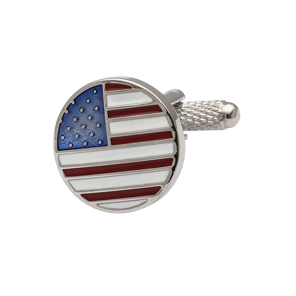 Cufflink Man Cufflinks USA Flag Cufflinks  Metallic Round Edition