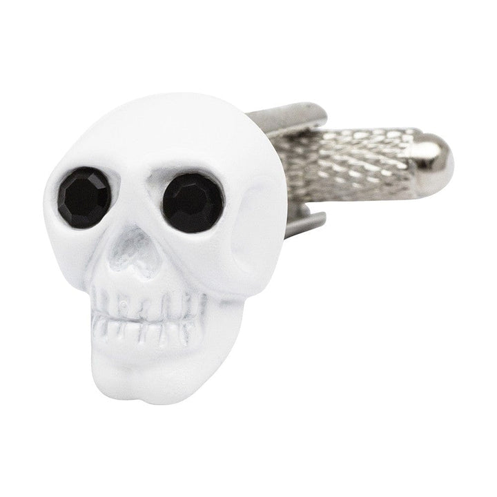 Cufflink Man Cufflinks White Skull Cufflinks with Black Crystal Eyes