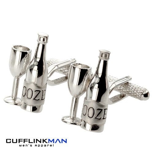 Cufflink Man Cufflinks Wine Bottle and Glass (Booze) Cufflinks