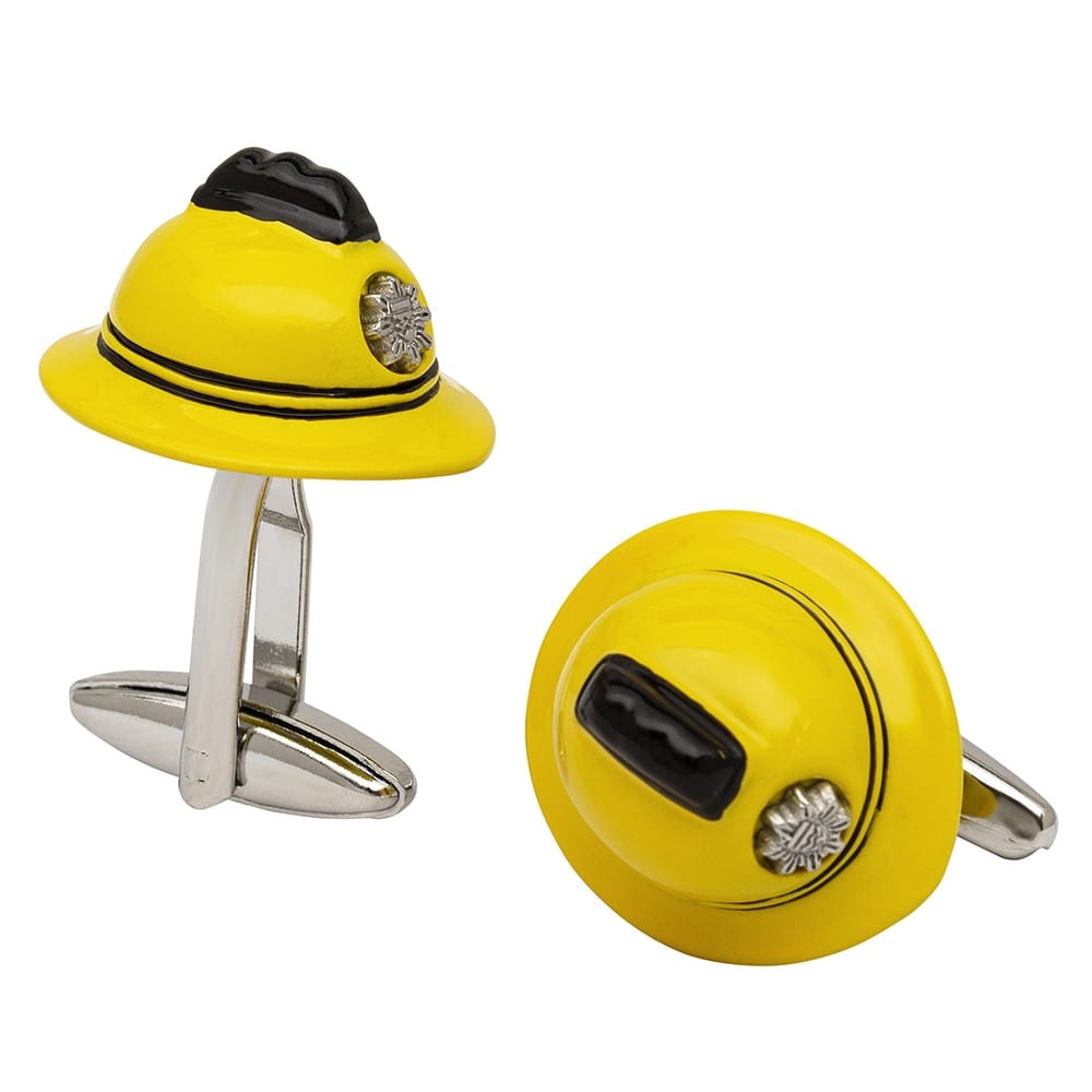 Cufflink Man Cufflinks Yellow Firemans Helmet Cufflinks