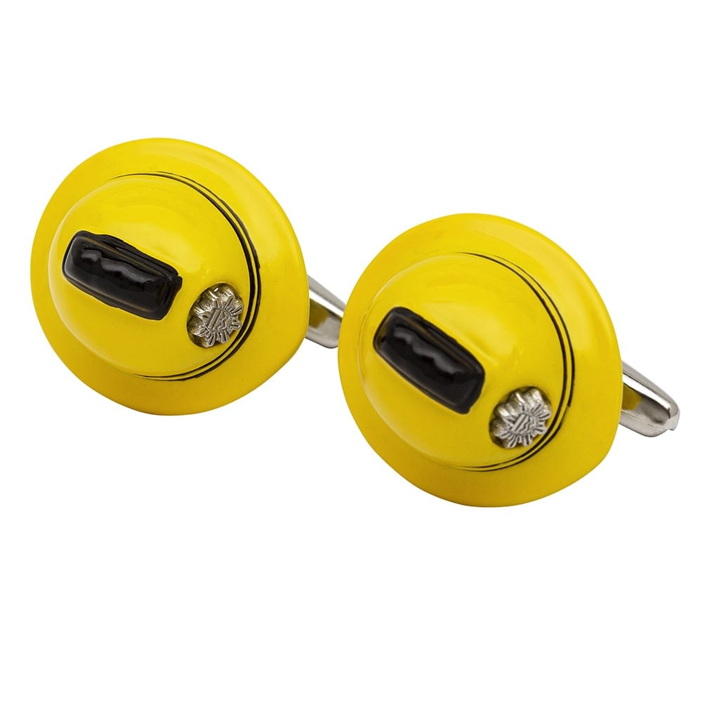 Cufflink Man Cufflinks Yellow Firemans Helmet Cufflinks