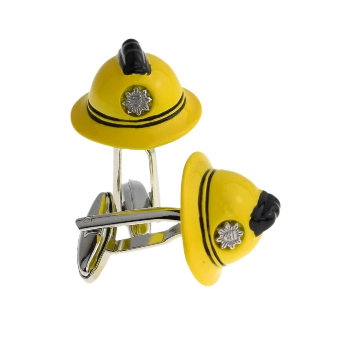 Cufflink Man Cufflinks Yellow Firemans Helmet Cufflinks