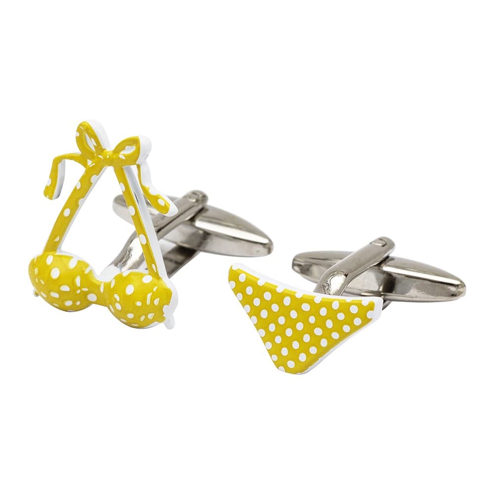 Cufflink Man Cufflinks Yellow Polka Dot Bikini Cufflinks