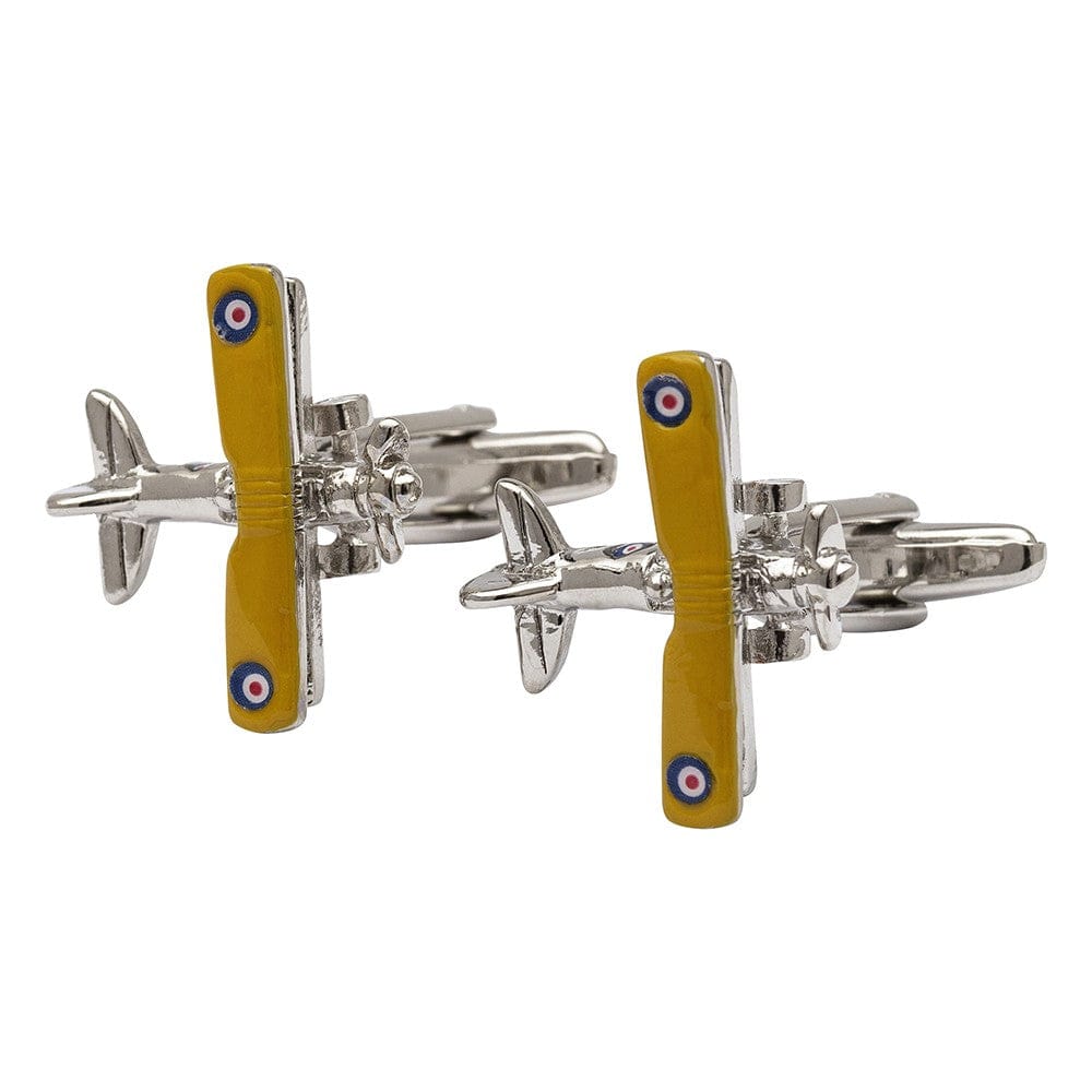 Cufflink Man Cufflinks Yellow Tiger Moth Roundel Aeroplane Cufflinks