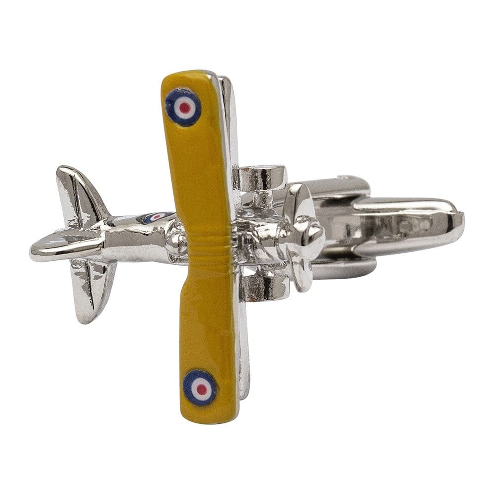 Cufflink Man Cufflinks Yellow Tiger Moth Roundel Aeroplane Cufflinks