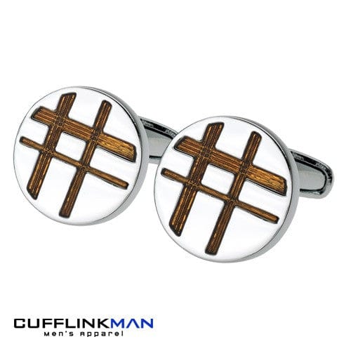 Cufflink Man Cufflinks Zeco Amber Cross Hatch Cufflinks