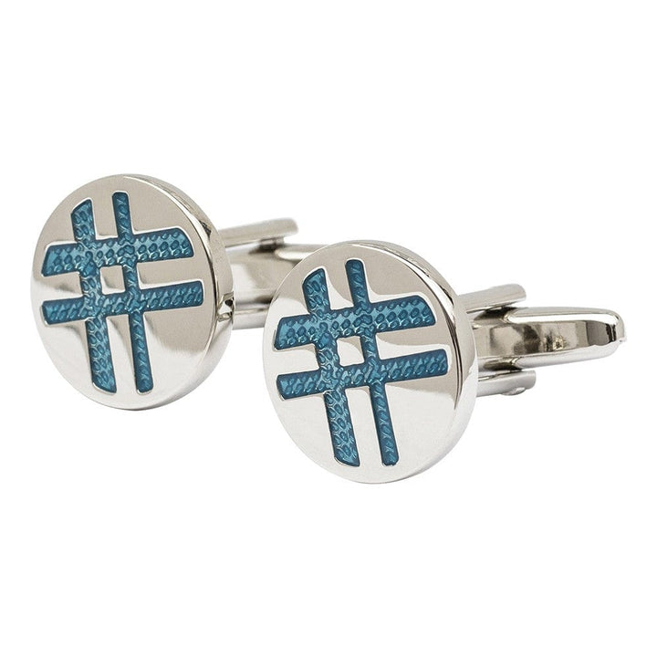 Cufflink Man Cufflinks Zeco Blue Cross Hatch Cufflinks