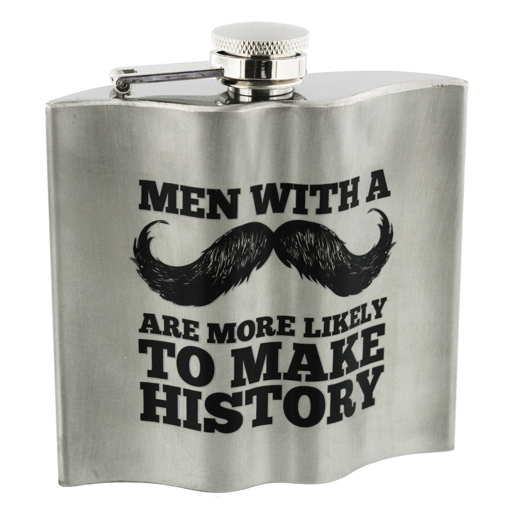 Cufflink Man Hip Flasks Make History Moustache Hip Flask