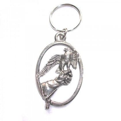 Cufflink Man Key Rings Falcon on Glove Pewter Key Ring