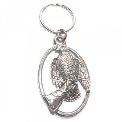 Cufflink Man Key Rings Hawk on Glove Pewter Key Ring