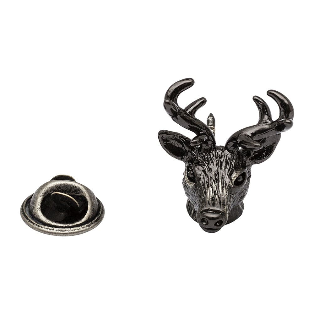 Cufflink Man Lapel Pins Antique Finished Stags Head Lapel Pin