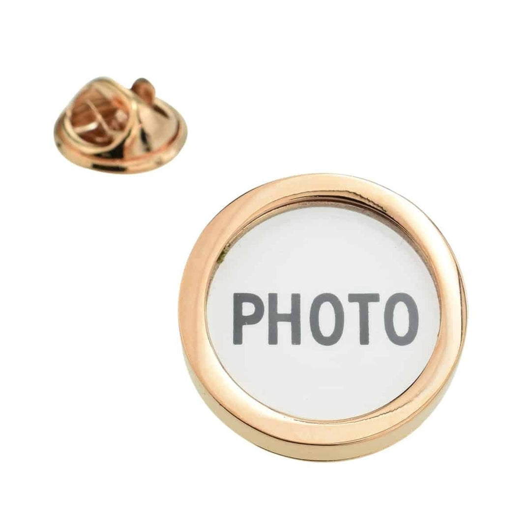 Cufflink Man Lapel Pins - Personalised Rose Gold Lapel Pin - Add Your Own Photo