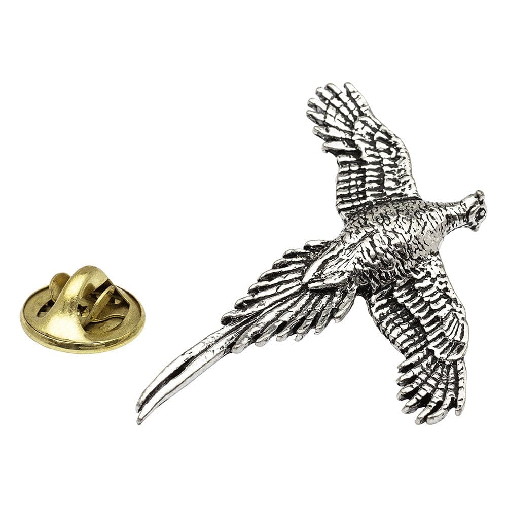 Cufflink Man Lapel Pins Pheasant in Flight Pewter Lapel Pin Badge