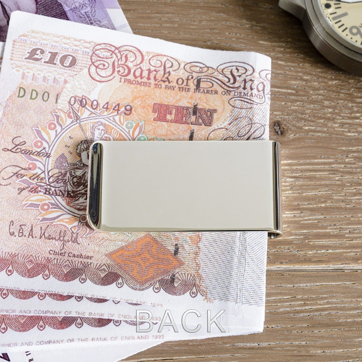 Cufflink Man Money Clips - Personalised Personalised Silver Plated Money Clip Engraved With Initials