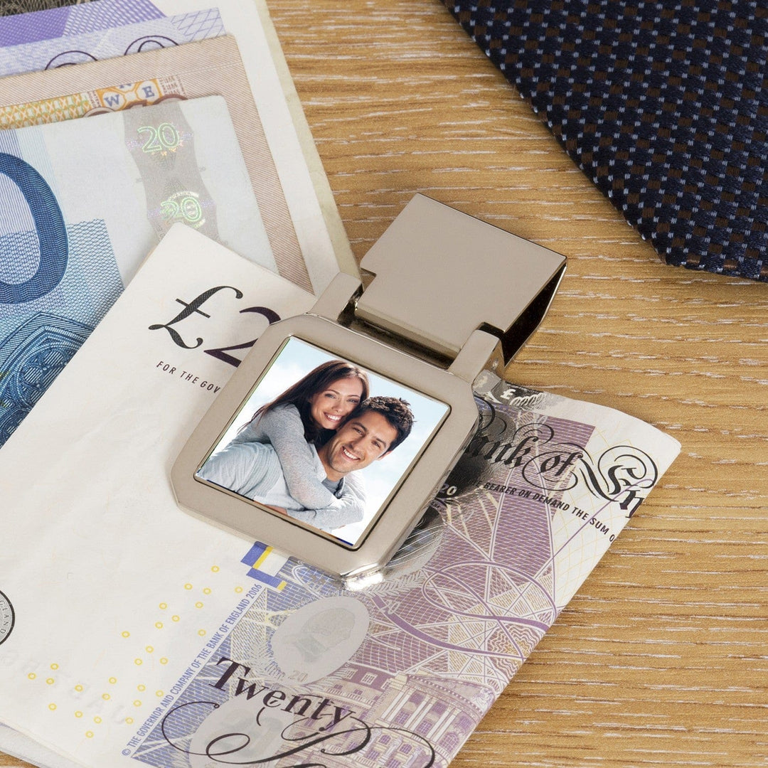 Cufflink Man Money Clips - Personalised Personalised Silver Plated Photo Money Clip