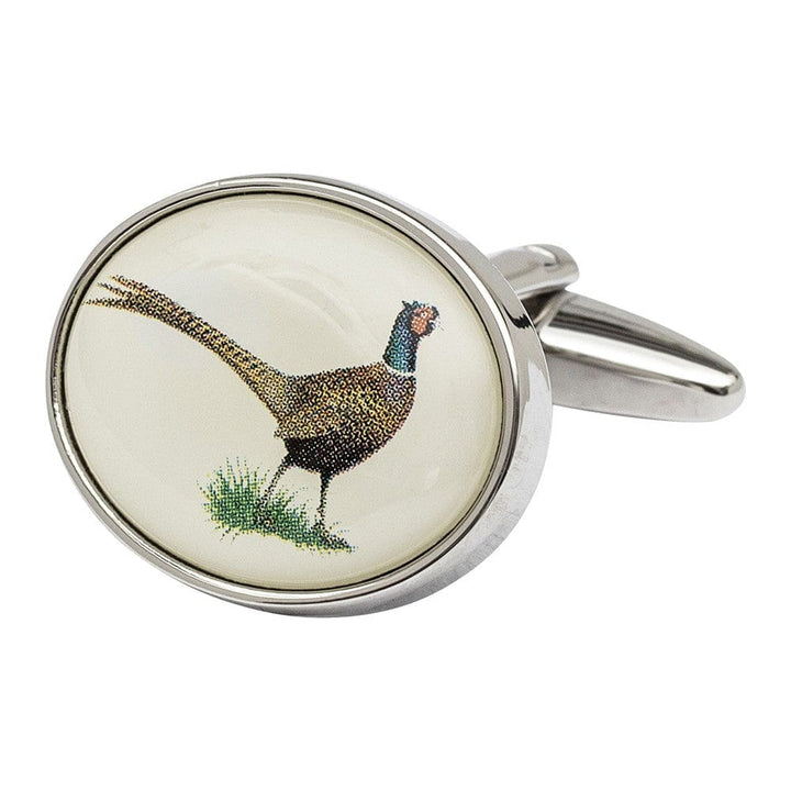 Cufflink Man Tie Clip Sets Pheasant Cufflinks and Tie Slide Set