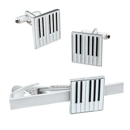 Cufflink Man Tie Clip Sets Piano Keys Cufflinks and Tie Bar Set