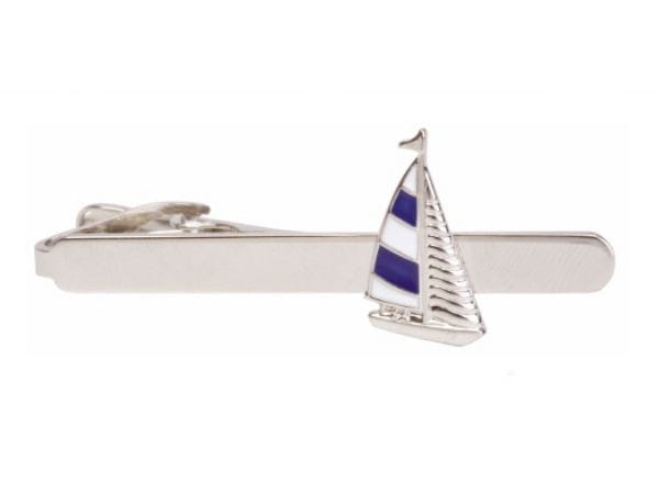 Cufflink Man Tie Clips Blue Sailing Yacht Tie Clip