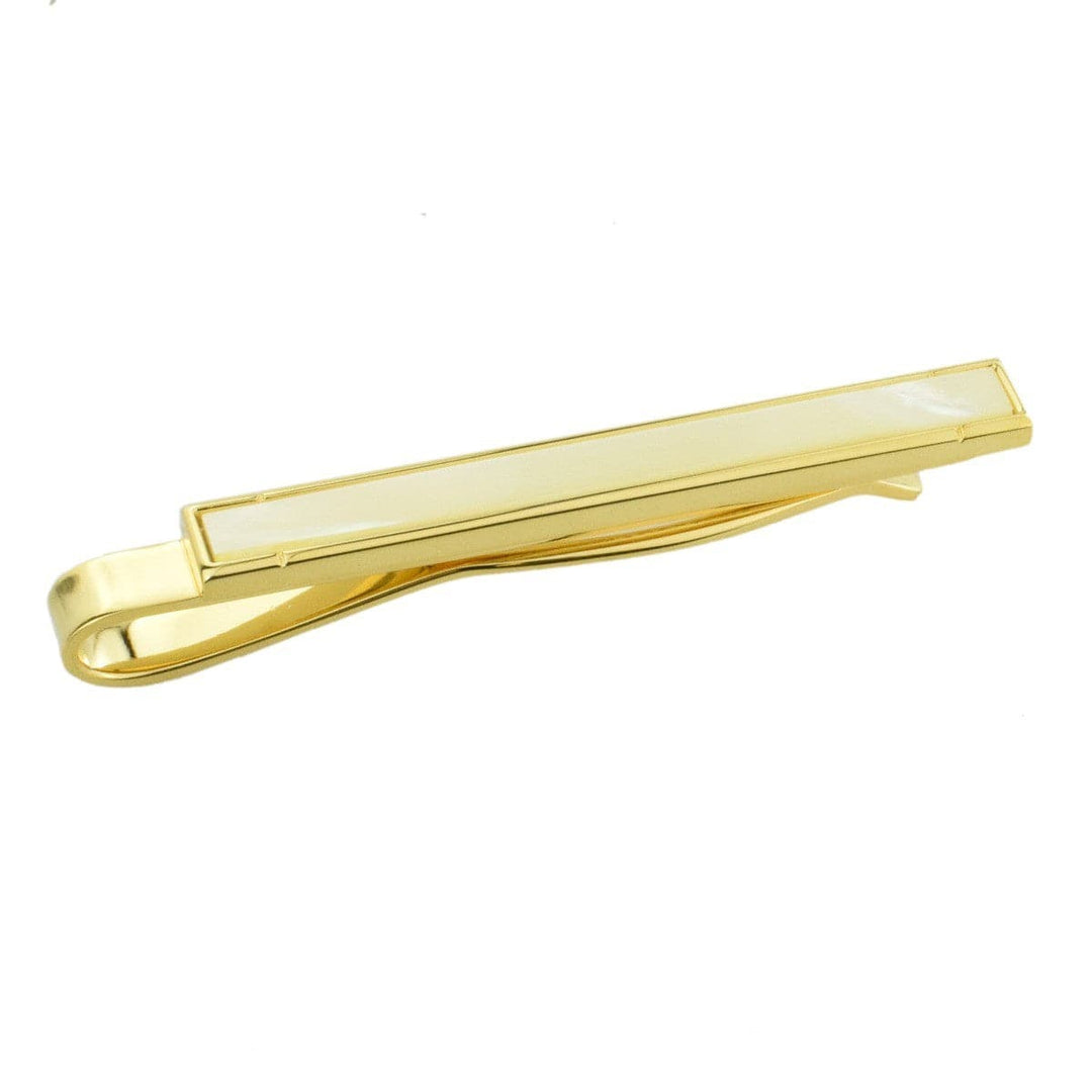 Cufflink Man Tie Clips Mother of Pearl Gold Tie Clip