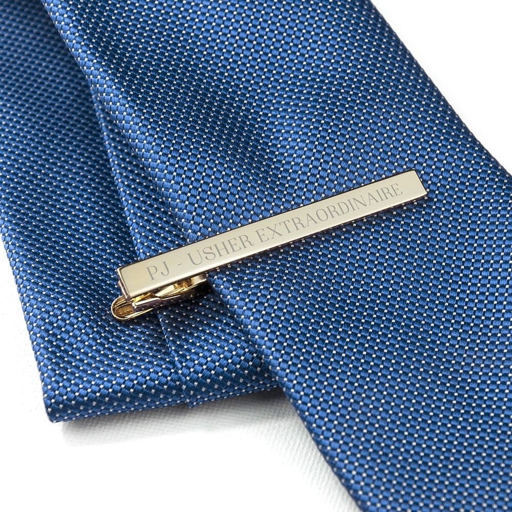 Cufflink Man Tie Clips - Personalised Personalised Gold Plated Tie Clip - Engraved