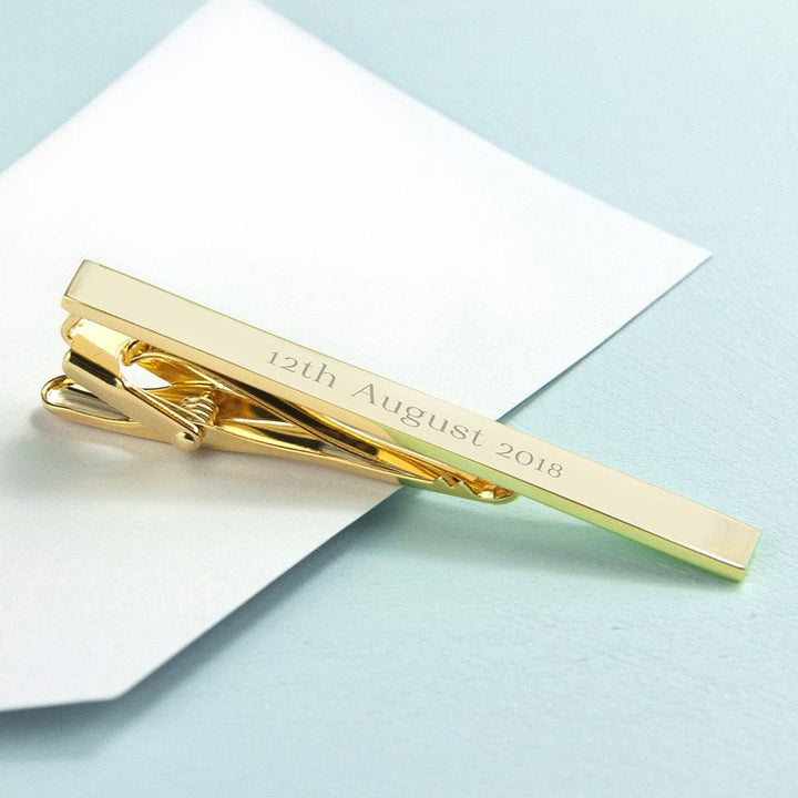 Cufflink Man Tie Clips - Personalised Personalised Gold Plated Tie Clip - Engraved