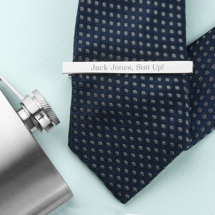 Cufflink Man Tie Clips - Personalised Personalised Silver Tie Clip - Engraved