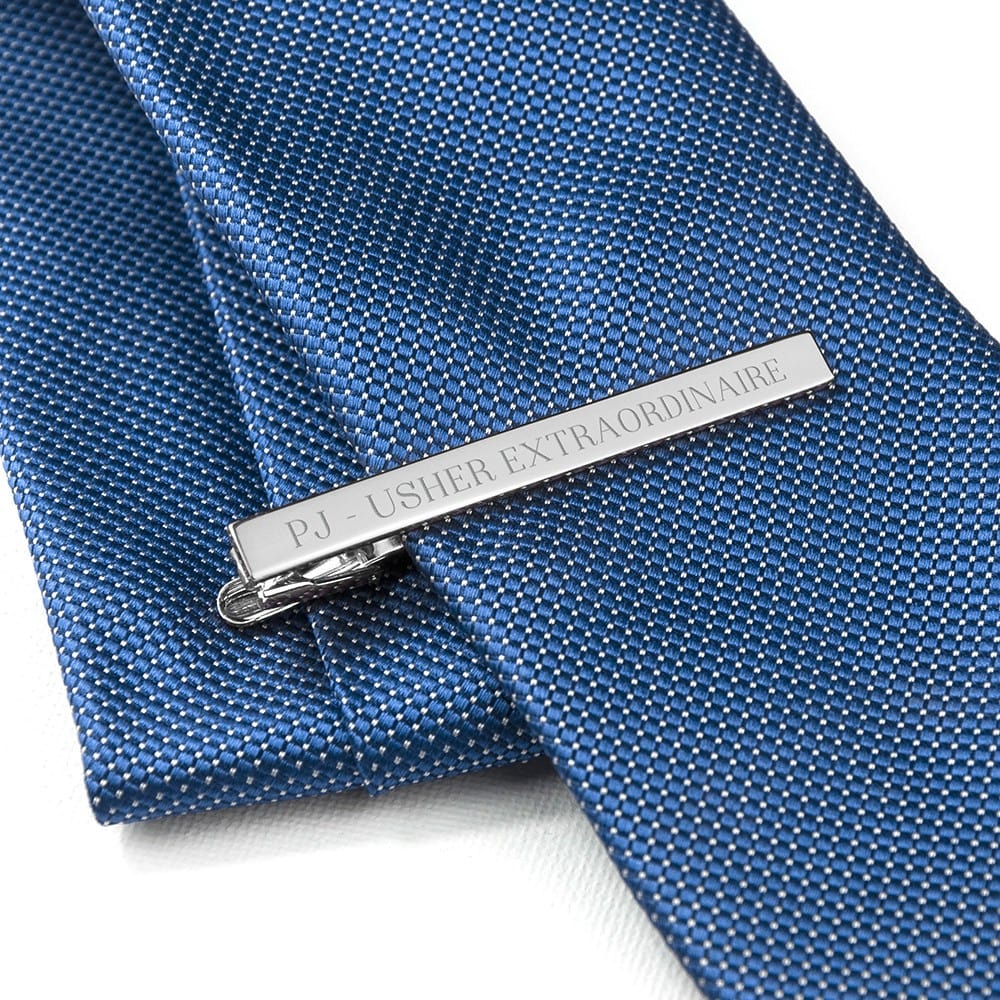 Cufflink Man Tie Clips - Personalised Personalised Silver Tie Clip - Engraved