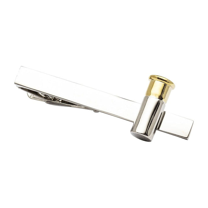 Cufflink Man Tie Clips Sllver and Gold Coloured  Shotgun Shell Design Tie Clip