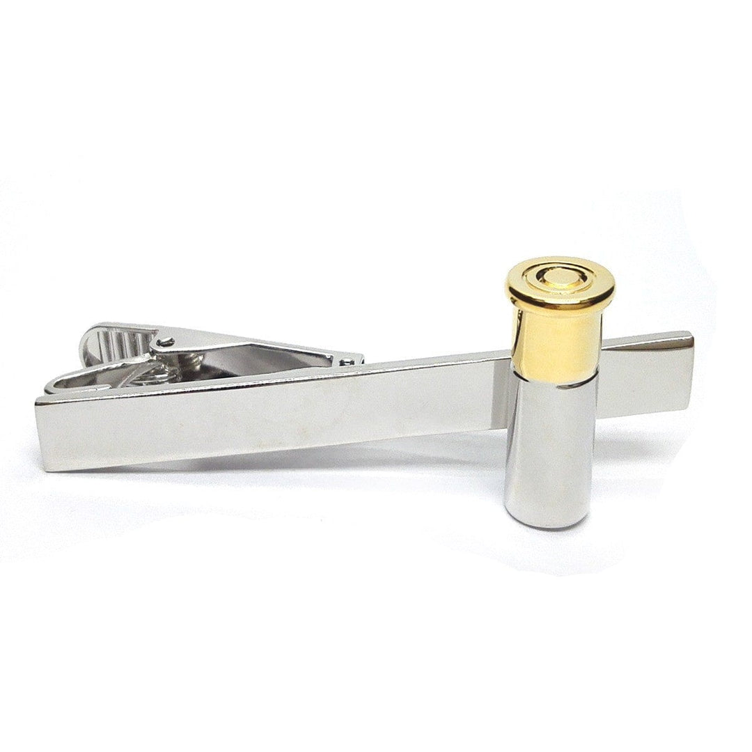 Cufflink Man Tie Clips Sllver and Gold Coloured  Shotgun Shell Design Tie Clip