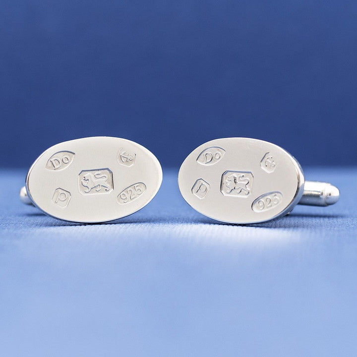 Esquire By Cufflinkman Cufflinks ESQUIRE Spread Hallmark Oval 925 Sterling Silver Cufflinks