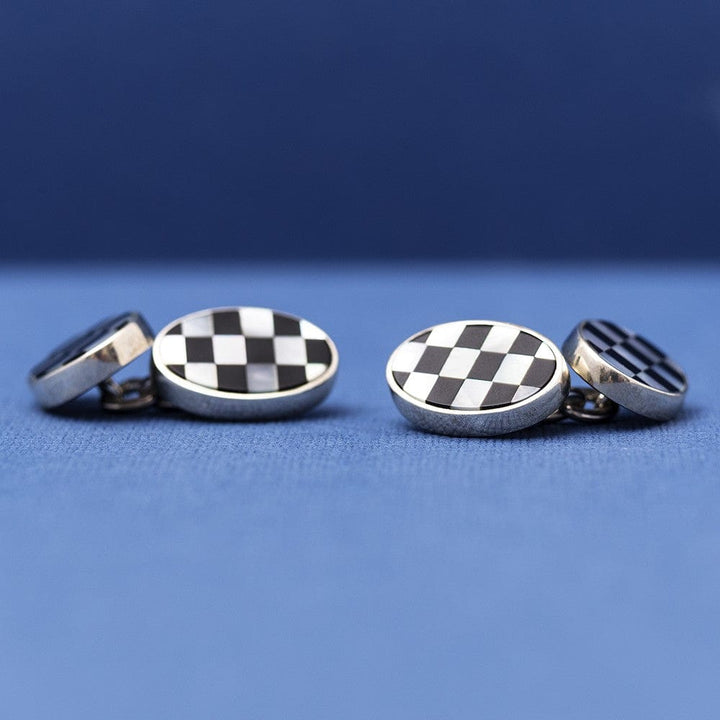 Esquire By Cufflinkman Cufflinks ESQUIRE - Sterling Silver 925 Mother of Peal/Onyx Chain link Cufflinks