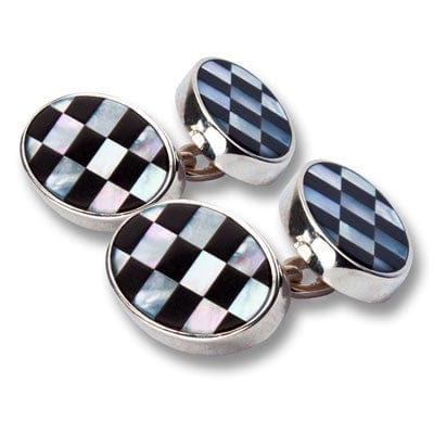 Esquire By Cufflinkman Cufflinks ESQUIRE - Sterling Silver 925 Mother of Peal/Onyx Chain link Cufflinks