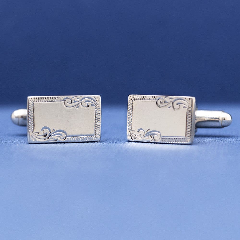 Esquire By Cufflinkman Cufflinks ESQUIRE Sterling Silver Engraved Edge Cufflinks