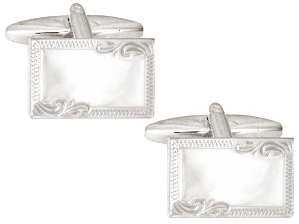 Esquire By Cufflinkman Cufflinks ESQUIRE Sterling Silver Engraved Edge Cufflinks