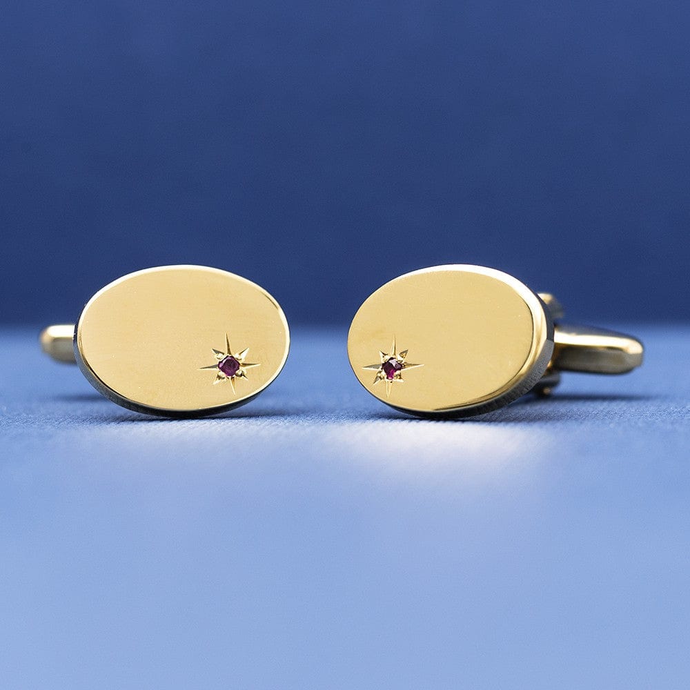 Esquire By Cufflinkman Cufflinks Ruby with Gold Plate Cufflinks