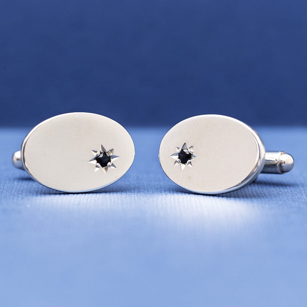 Esquire By Cufflinkman Cufflinks Sterling Silver Sapphire Cufflinks ESQUIRE