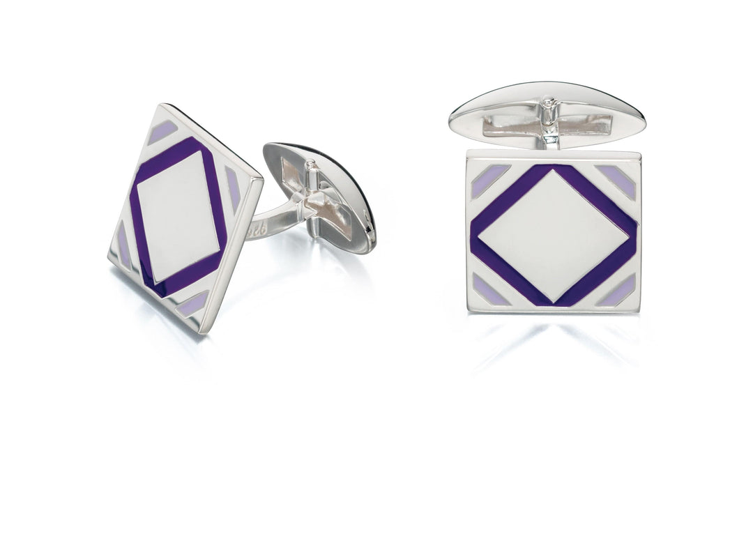 Fred Bennett Cufflinks 925 Silver and Purple Cufflinks