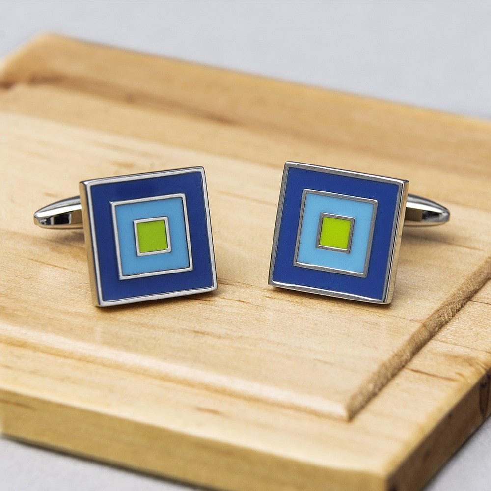 James Kinross Cufflinks Cubic Blue Cufflinks