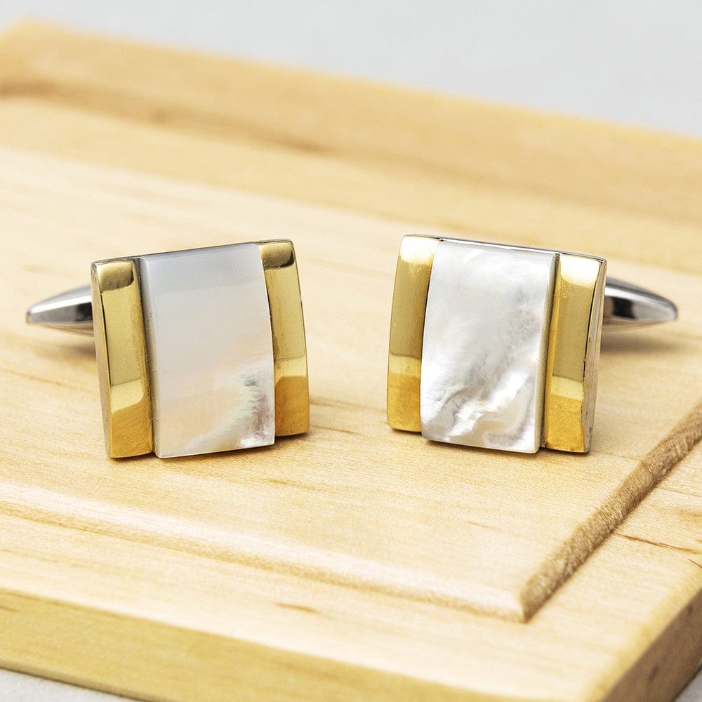 James Kinross Cufflinks Mother of Pearl Gold Arch Cufflinks