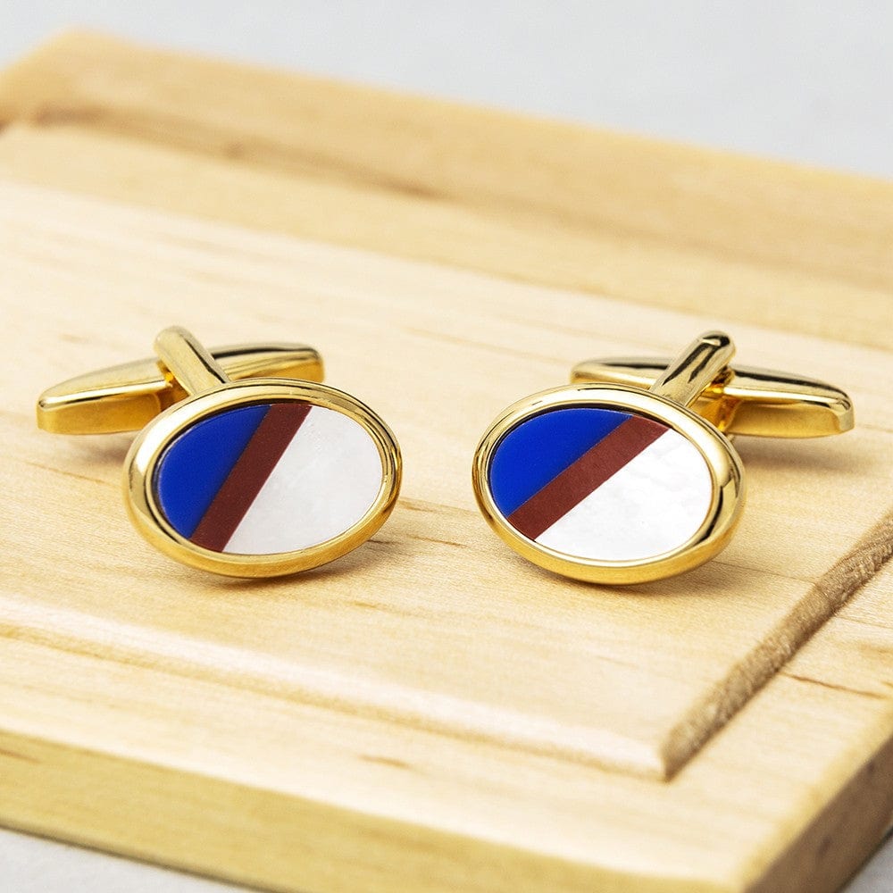 James Kinross Cufflinks Oval Multi-stone Gold cufflinks