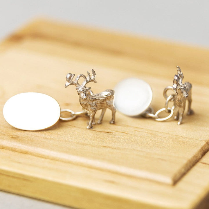 James Kinross Cufflinks Stag Cufflinks Sterling Silver