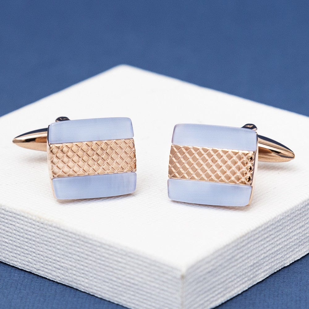 Jos Von Arx Cufflinks Rose Gold and Blue Cufflinks