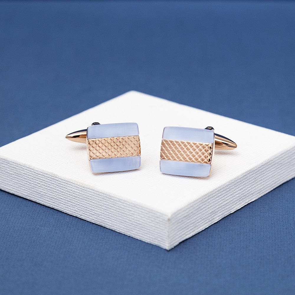 Jos Von Arx Cufflinks Rose Gold and Blue Cufflinks