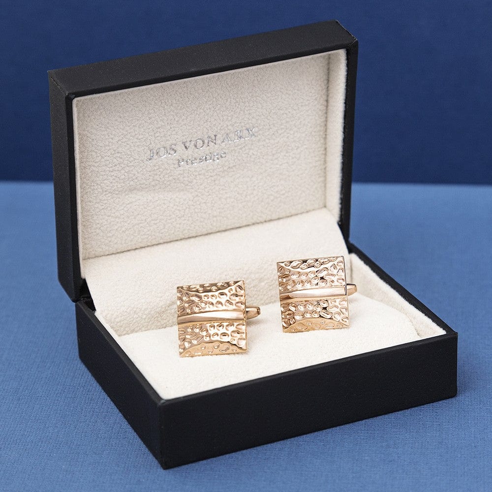 Jos Von Arx Cufflinks Rose Gold Textured Cushion Cufflinks