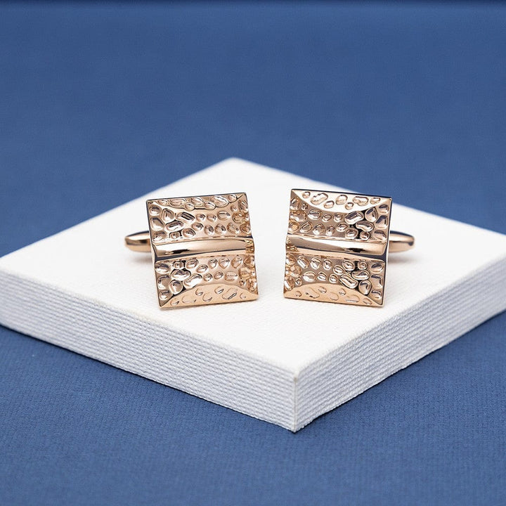 Jos Von Arx Cufflinks Rose Gold Textured Cushion Cufflinks