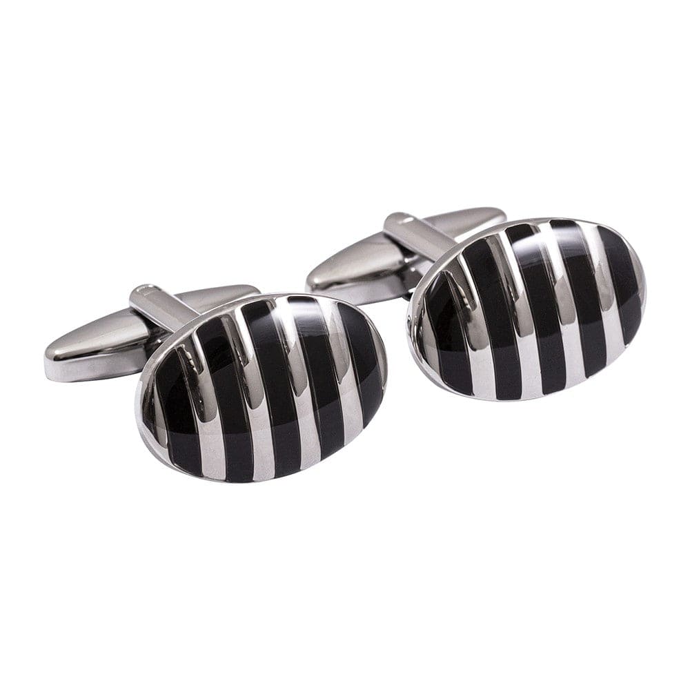 Jos Von Arx Cufflinks Silver and Black Stripe Cufflinks