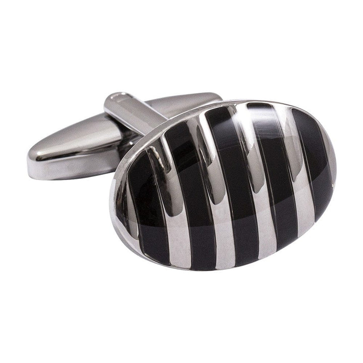 Jos Von Arx Cufflinks Silver and Black Stripe Cufflinks