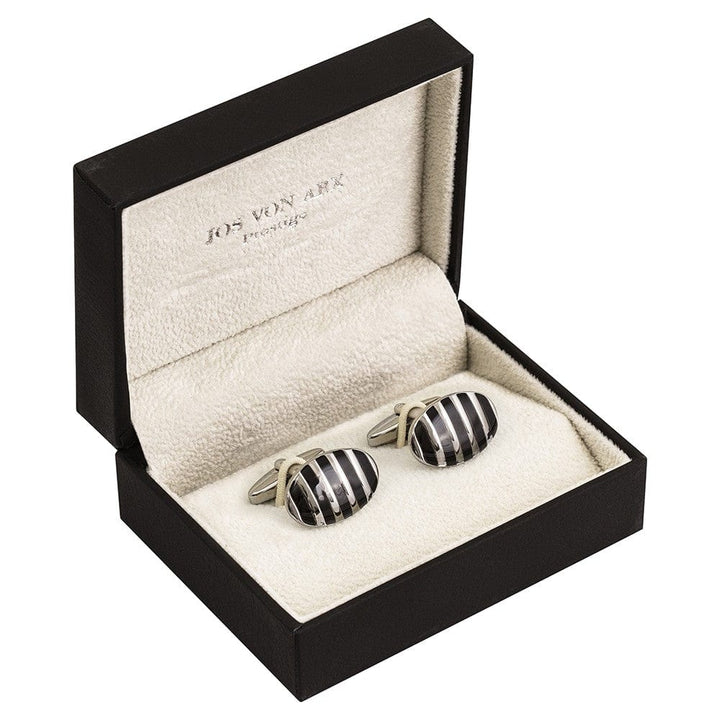 Jos Von Arx Cufflinks Silver and Black Stripe Cufflinks