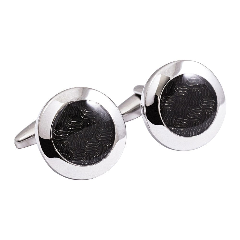 Jos Von Arx Cufflinks Silver and Black Textured Cufflinks